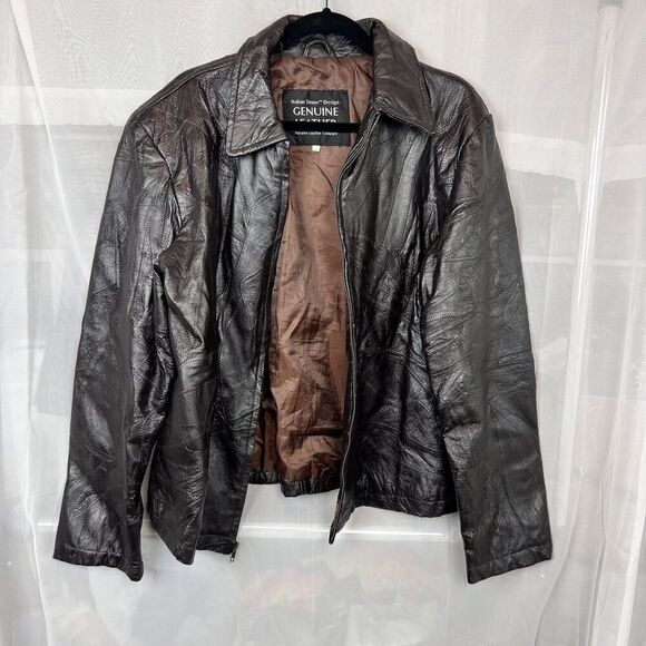 Vintage genuine leather bomber jacket patchwork rugged distressed large grunge - Picture 4 of 10